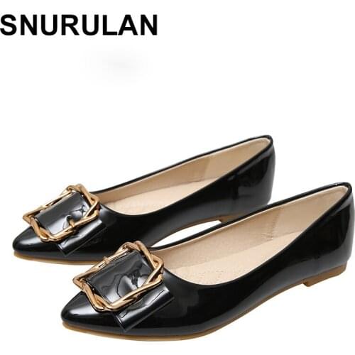 SNURULAN Plus Size 33-43 Women Flats Sweet Slip On Flat Shoes Oxford Ballet Flats Bow Woman Loafers Black Grey Ladies Shoes