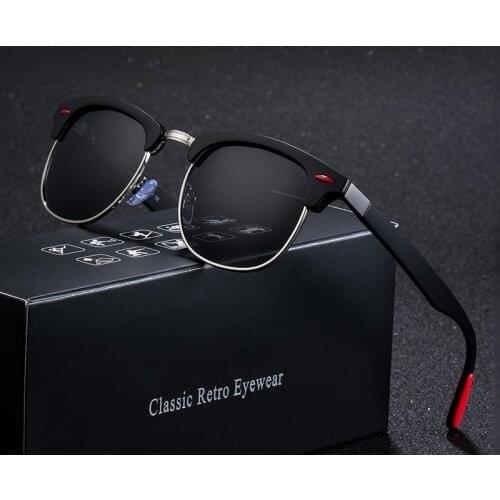 Classic Retro Rivet Polarized Sunglasses Men Women Brand Designer TR90 Legs Lighter Design Female Male Fashion Sun Glasses UV400