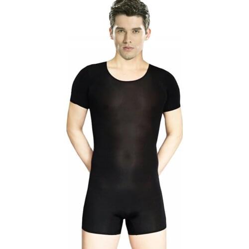 SPEERISE Men Basic Unitard Adult Ballet Short Sleeve Scoop Neck Stretch Unitards Unisex Gymnastics Bodysuit Free Shipping