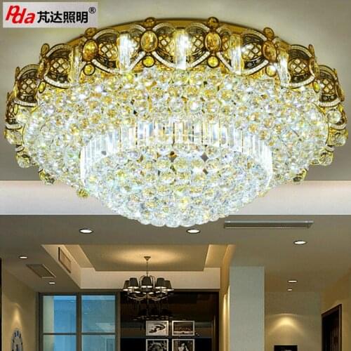 LED de montaje empotrado, moderna, de cristal dorado K9, accesorio de luz colgante para sala de estar y comedor