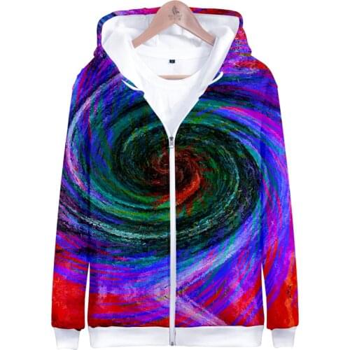 3D Funy Tie Dye Hoodie Men/Women Colorful Tie Dye Hoodies Zipper Sweatshirt Mens Autumn/Winter Pullover Zip Up Outwear Cap Tops