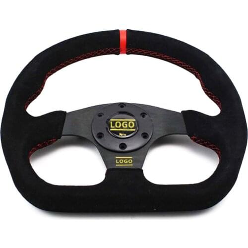 Flat Auto Suede Leather Steering Wheel Racing Sport Steering Wheel 320mm Universal Game Steering Wheel D shape