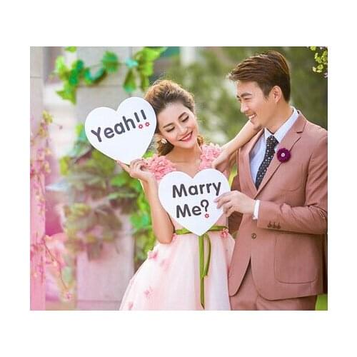 Heart Shape "Marry me ? " "Yeah !!" Wedding Sign Photo Props for Wedding Party Decoration Supplies free shipping 2pcs/lot