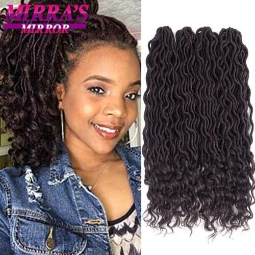 Goddess Locs Crochet Hair 14/20 Inch River Fauxs Locs Wavy Crochet With Curly Hair In Middle Synthetic Braiding Hair Extension
