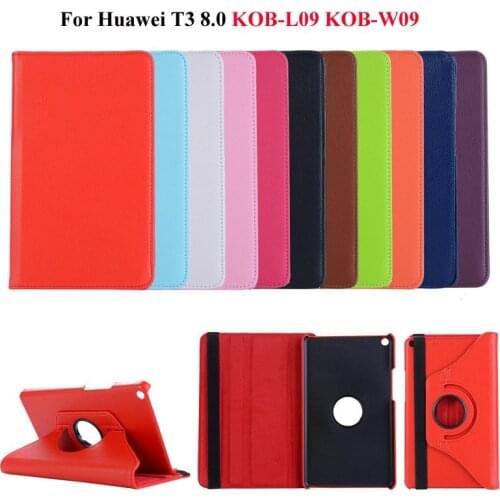 360 Rotating PU Leather Case for Huawei MediaPad T3 8.0 KOB-L09 KOB-W09 Tablet Funda Cover forHonor Play Pad 2 case +Gifts