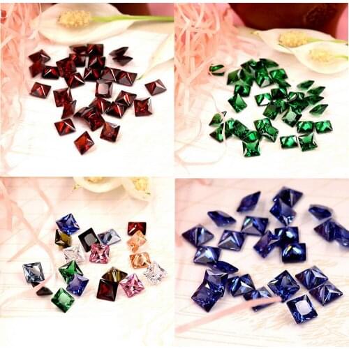 High Quality Shiney 6mm Square Shaped Rhinestones Artificial Colorful Zircon Crystal Beads For DIY Phone Clothing Bag Decoration