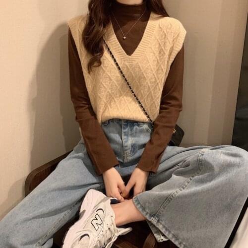 2021 spring and autumn fashion ladies new Korean retro sweater knitted vest women trendy casual western-style blouse