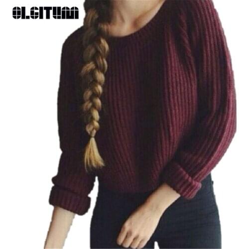 2020 Hot Sale Sweater Slim Solid Knitted Women Sweaters And Pullovers Style Long Sleeve Casual SW460