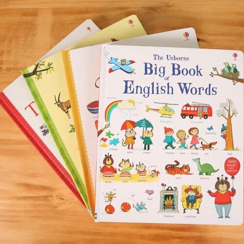 4 books/set Usborne 1000 things big book word learning board book famous picture kids boys girls gifts Books early education