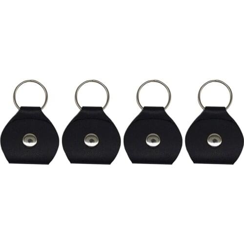 4Pcs PU Leather Key Chain Guitar Picks Holder Keychain Plectrums Bag Case Supplies for Various Guitar Pick Storage
