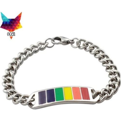 6pcs/lot 13mm Rainbow Gay Pride Victory CROSS Stainless Steel/ Lesbian Gay Pride LGBT Fancy NICE Quality/ she town bracelet