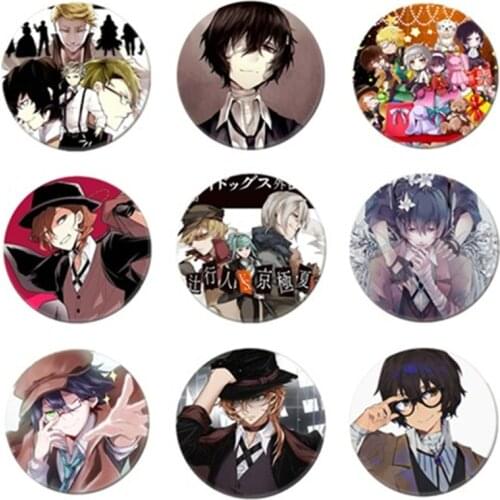 Free Shipping Anime Pin Bungo Stray Dogs Figure Cosplay Badge Backpack Icon Button Cartoon Brooch Accessories Gifts