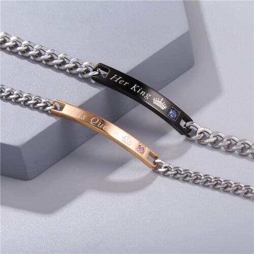 Fashion 2pcs/set Titanium Steel Bracelet For Black Rose Gold Couple Jewelry Friendship Charm Jewellery 2021 New Christmas Gift