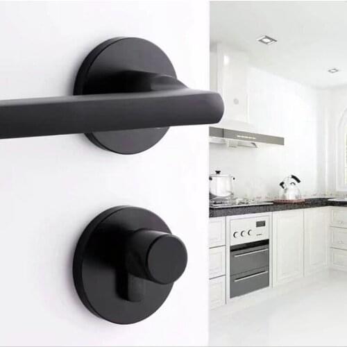 Black space aluminum door handle Interior / Bedroom door lock Split Silent door lock ,Door hardware