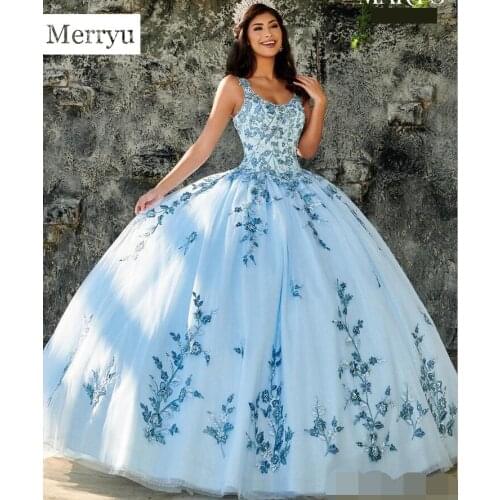 Appliques sweetheart appliques pearls tulle blue Prom Dresses Long Spaghetti Straps Lace-up Back Sleeveless Formal Evening Par