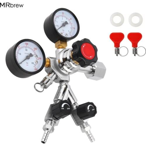 W21.8/CGA320 Dual Gauge Co2 Gas Bottle Regulator Pressure Reducer For Beverage Beer Homebrew Dual Checkvalve Gauge Regulator