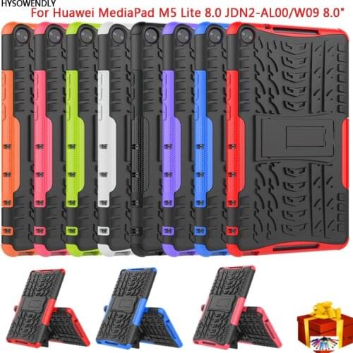 HYSOWENDLY Armor Case For Huawei Mediapad M5 Lite 8.0'' Tablet for JDN2-AL00/W09 8.0 " inch Stand Hard PC + Soft Silicone Fundas