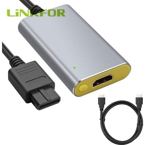 LiNKFOR For N64/SNES/SFC/NGC to HDMI-compatible Adapter Cable Supports 2X Line-Doubling No Need Power Supply Simple Plug & Play