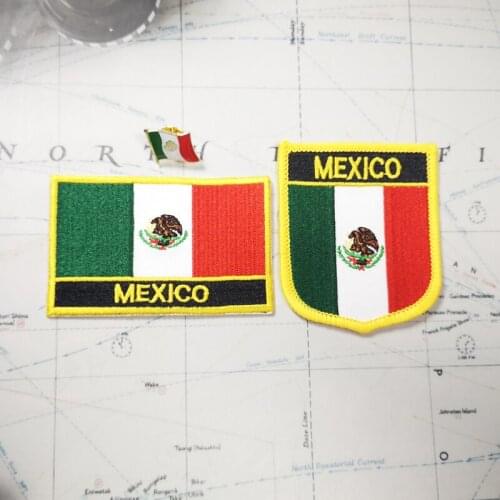 National Flag Embroidery Patches and Metal Flag Lapel Pin MEXICO