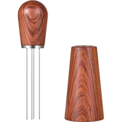 LUDA Espresso Coffee Stirrer, Coffee Stirring Tool For Espresso Distribution, Natural Wood Handle And Stand