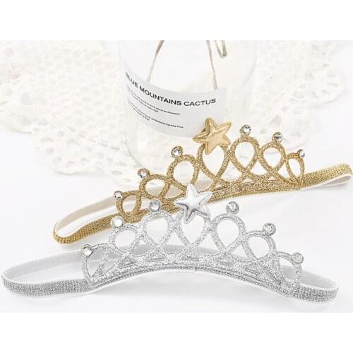 Baby Girls Cute Crown Hair Band Princess Hair Accessories Cotton Cloth Headband Newly Fashion Golden White