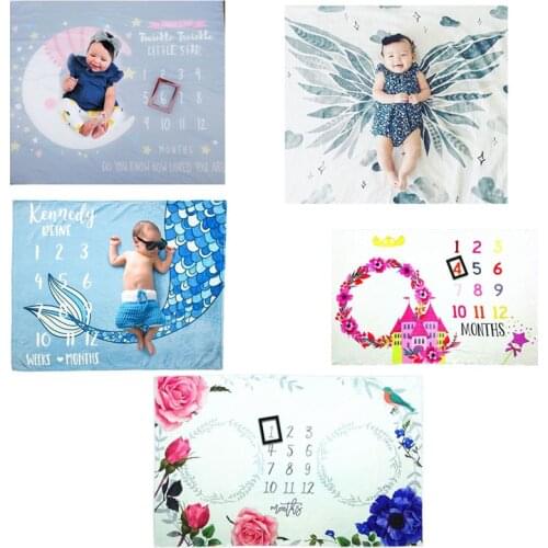 Infants Milestone Photography Blanket Little Lion Printing Pattern Baby Creative Photo Background Cloth Decoration