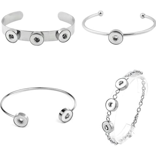 Fashion Snap Jewelry Stainless Steel Buttons Snap Bracelet Fit 12MM DIY Snap Button Charms Jewelry For Women