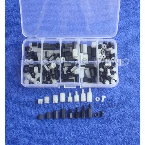 Brand New 300pcs Nylon Black&White M3 Assorted Hex Screw Nut Spacers Stand-off Kit w/ Box The Best Price
