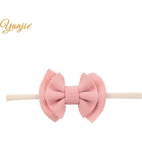 Nylon Headbands 3.5'' Double Layer Hair Bows Headband 2020 New Arrival Soft Solid Elastic Kids DIY Hair Accessories Mujer