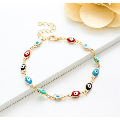 2020 New Trend Evil Eyes Bracelet for Women Girls Oil Dripping Devils Eye Link Chain Bracelet Female Charms Jewelry Gifts