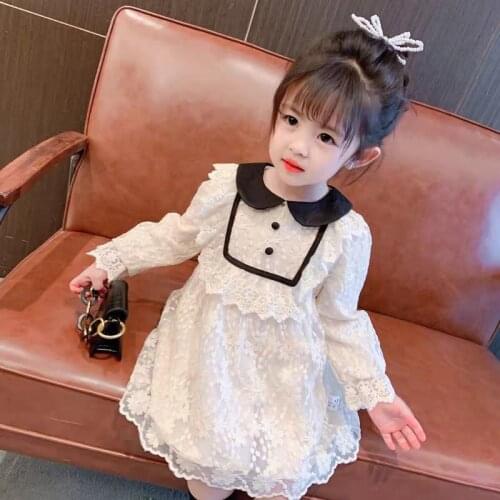 2-7 Years Girls Lace Cute Beauty Dress Korean Long-sleeve Princess Dress Halloween Costumes for Toddler Girls Bridesmaid Dresses