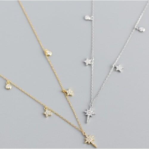 925 Sterling Silver Necklaces Gift For Womens Minimalist Boho Personalized Luxury Design Star Inlaid Diamond Fine Jewellery