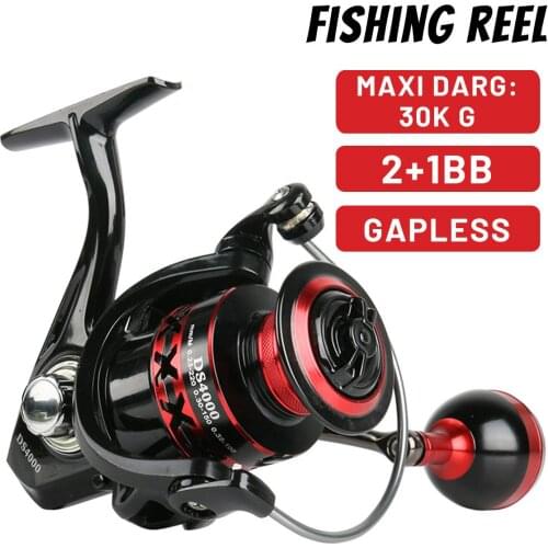 Full Metal Gapless Fishing Reel 2000-7000 Max Drag 30KG 2+1BB Alloy Resistance Spinning Reel Speed Ratio 5.0:1 4.7:1 Fishing Acc