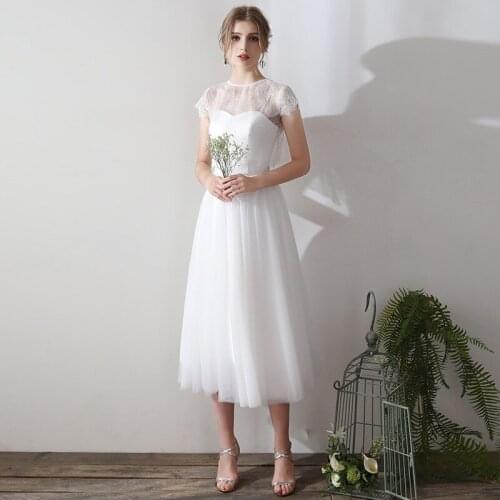 Simple Elegant Short Wedding Dress with Detachable Soft Lace Jacket Tulle Corset Back Summer Bridal Gown Cheap High Quality