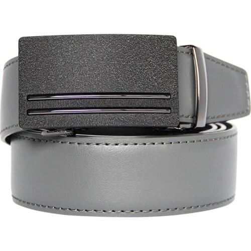 New Designer Popular Luxury Brand Cowhide Leather Belt Men Gray Automatic Buckle Business Casual Belts For Men 3.5 Width