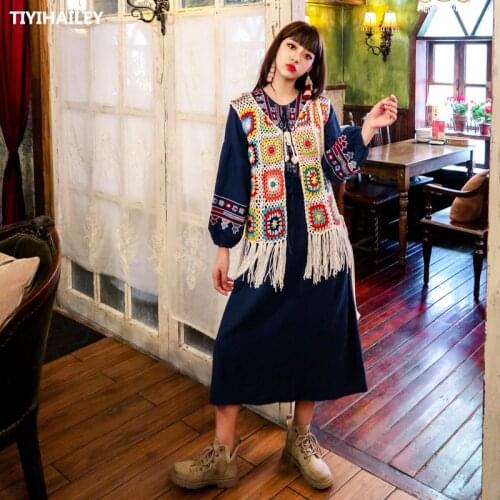 TIYIHAILEY Free Shipping 2020 New Fashion Sleeveless Spring And Autumn Vest Sweaters Tassels Tops Hand Made Knitted Crochet