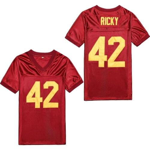 BG American football jersey 42 RICKY jerseys Embroidery sewing Outdoor sportswear Hip hop loose RED 2020 new HOT