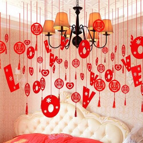 Heart Shape Love Letter Wedding Decoration Nonwovens Fabric Flag Party Banner Wedding Decoration Happy Event Decor