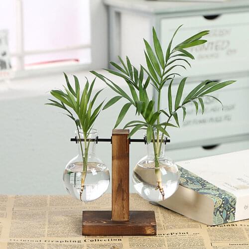 Hydroponic Vase Vintage Glass Bulb Shape Planter Mini Retro Flower Pot Home Party Hydroponic Desktop Decoration Gift