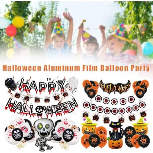 Halloween Balloon Kit with Banner Foil Balloons Wall Stickers Halloween Theme Party Classroom Decor воздушные шары