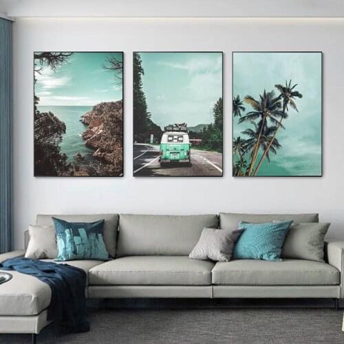 Landscape Seaside Beach Coconut Trees Canvas Posters Home Decor Natural Romantic Paintings Wall Art Scenery Picture Living Room