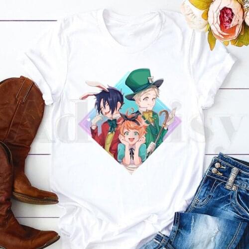 Yakusoku No Promised Neverland Emma Norman Ray T Shirts Womens T-shirt Short Sleeve Female Tops Tees Harajuku Vogue Vintage