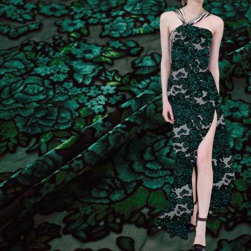 Green Peony Burnt-Out Velvet Fabric For Dress Ткань Хлопок Ткани African Фатин Tissus Au MÈTre Telas Por Metro Tecido Sewing