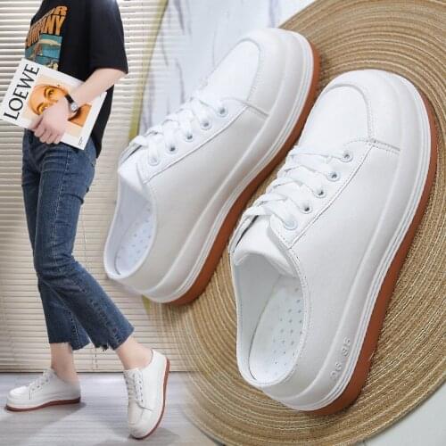 Girls solid beige and white sneakers women spring comfy leather shoes unisex platform tennis 2021 fashion2021