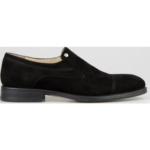 FootCourt- Black Suede Genuine Leather Shoes Middle Aged Elderly People Shoes Anti-Slip Best Casual Shoes For Men made in Turkey