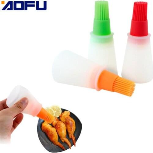 1 Pcs Portable Silicone Oil Bottle with Brush Grill Oil Brushes Brush Oil Bottle Brush Baking Tools Outdoor Barbecue Brush