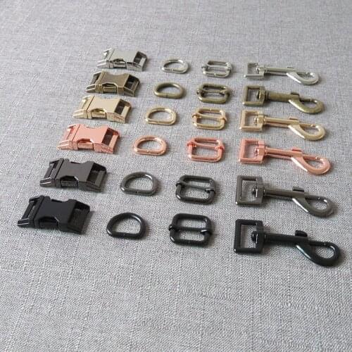 100 sets 20mm Metal D ring belt straps slider breakaway side release buckle spring hook for dog collar leash harness accessories