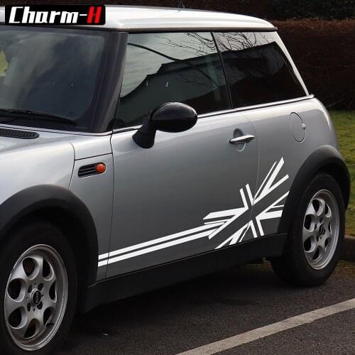 2pcs Car Styling Side Stripe Decal for Mini Cooper Countryman R56 R50 R52 R53 F56 R60 Union Jack UK Flag Stickers Accessories