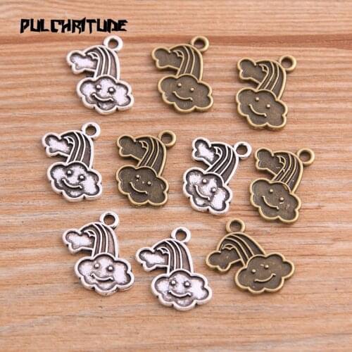 30PCS 15*17mm New Product Two Color Small Smile Clouds Charms Natural Pendant Jewelry Metal Alloy Jewelry Marking