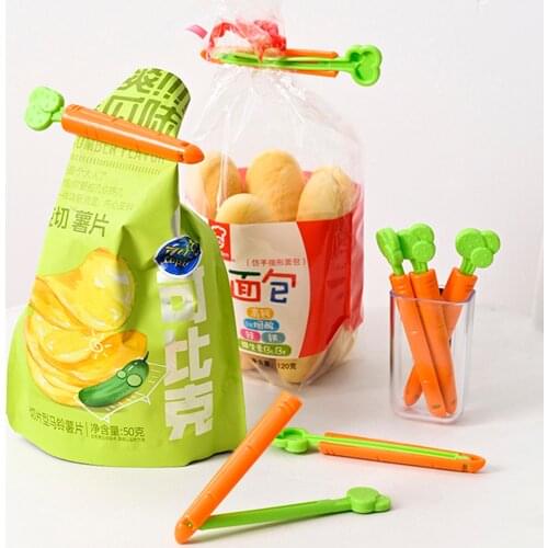 5PCS Set Portable New Kitchen Plastic Sealing Clips Cute Carrot Shape Snack Food Bag Clips for Kitchen Travel Tool
